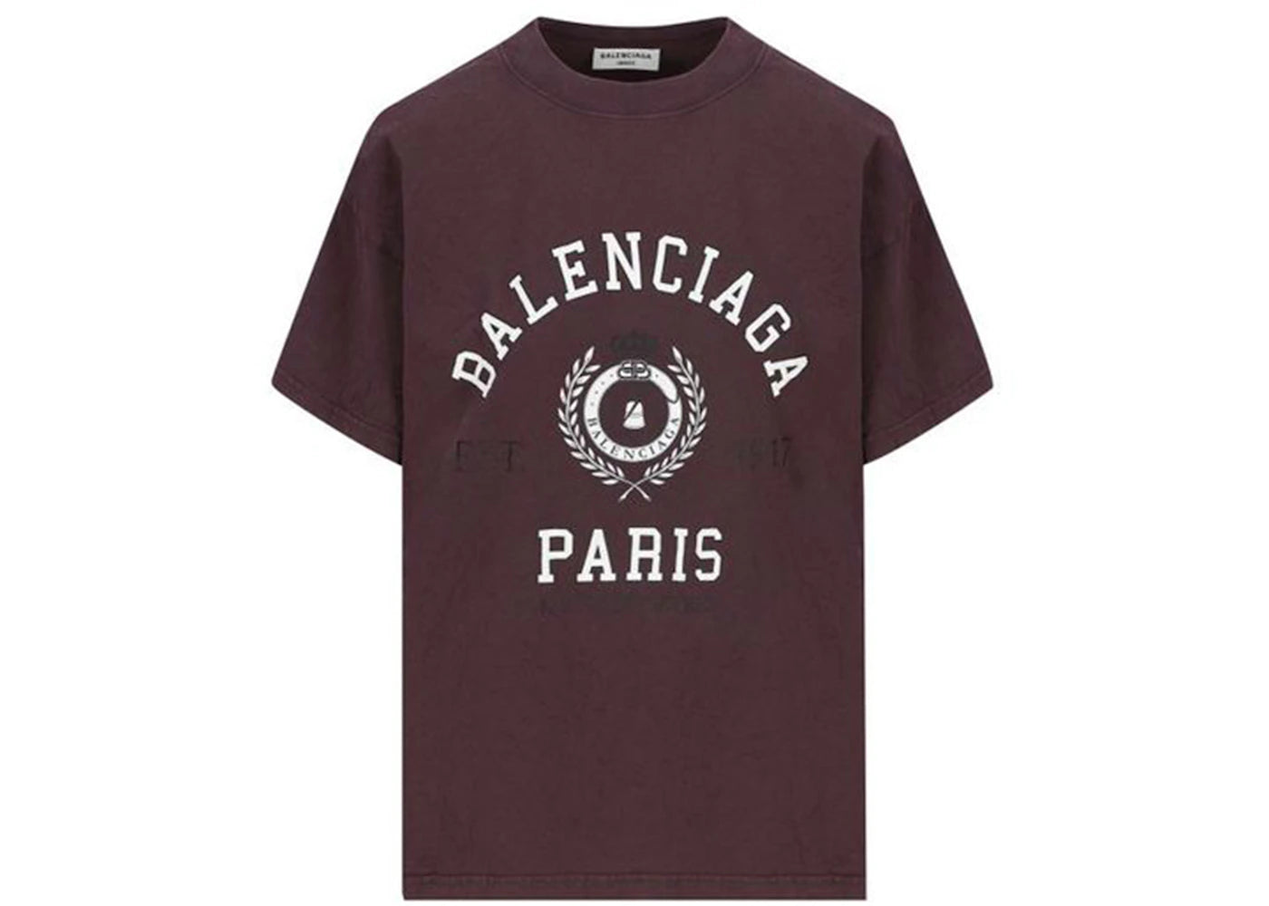 Balenciaga Women's College 1917 Medium Fit T-Shirt Burgundy - vue secondaire A