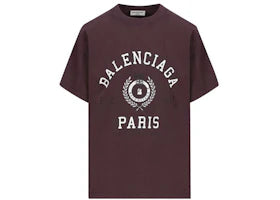 Balenciaga Women's College 1917 Medium Fit T-Shirt Burgundy - vue 360