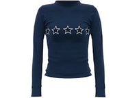 Balenciaga Women's L/S Fitted Crewneck Top Washed Navy
