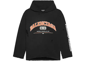 Balenciaga Womens Maison Balenciaga Cropped Hoodie Black/Orange/White - vue 360