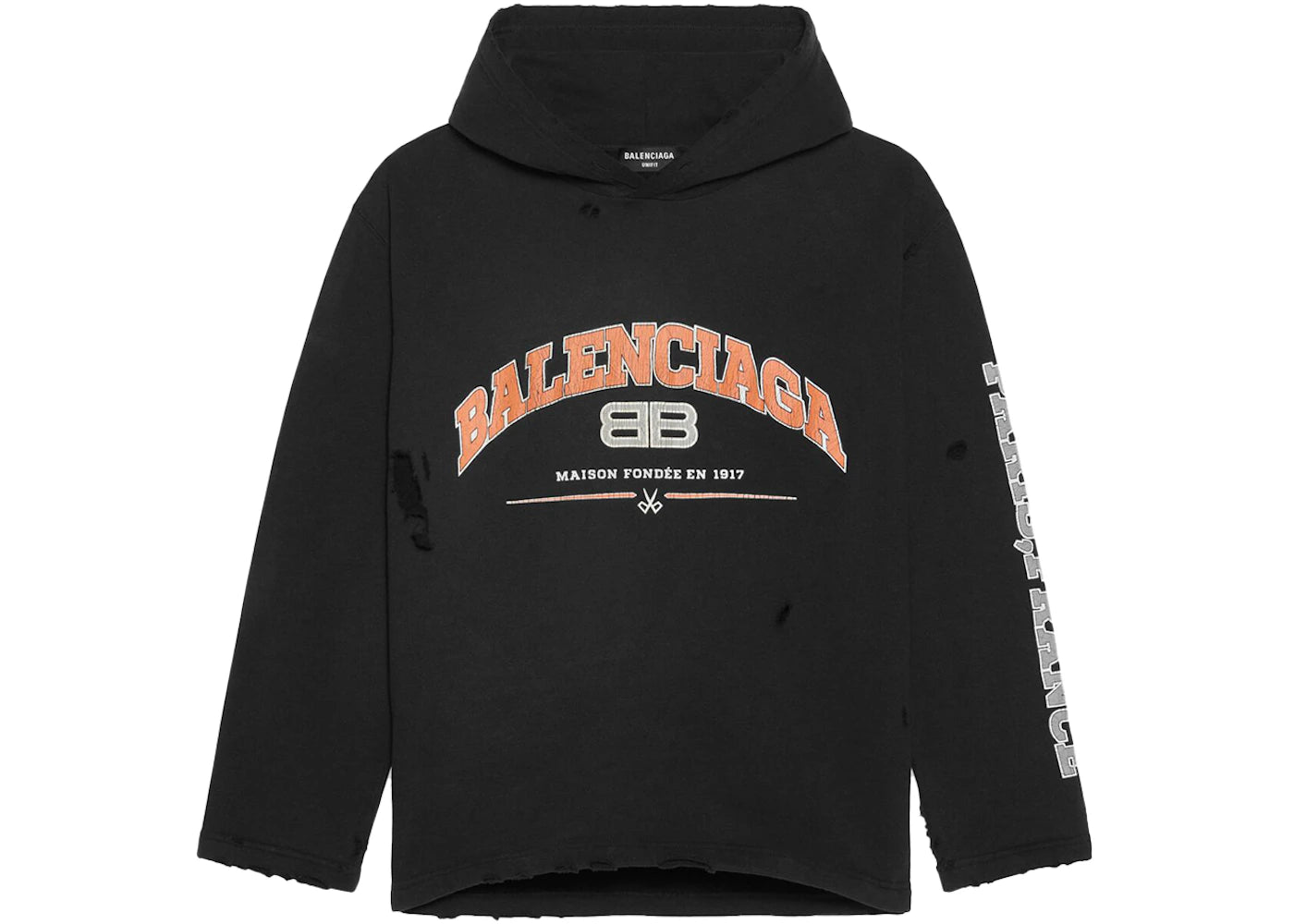 Balenciaga Womens Maison Balenciaga Cropped Hoodie Black/Orange/White - vue secondaire A