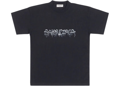 Balenciaga Women's Slime Medium Fit Vintage T-Shirt Black - apparel view 2
