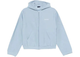 Balenciaga Women's Standard Zip Hoodie Light Blue/White