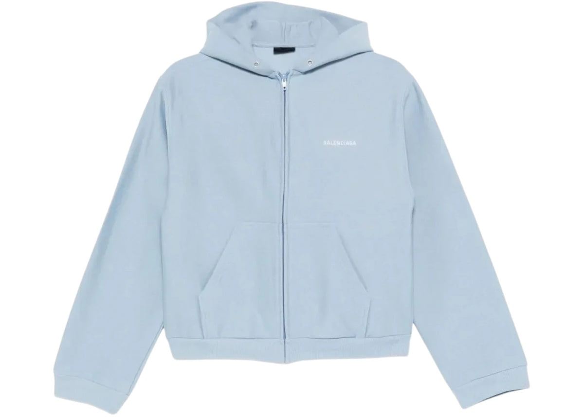 Balenciaga Women's Standard Zip Hoodie Light Blue/White - vue secondaire A