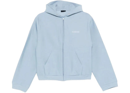 Balenciaga Women's Standard Zip Hoodie Light Blue/White - apparel view 2