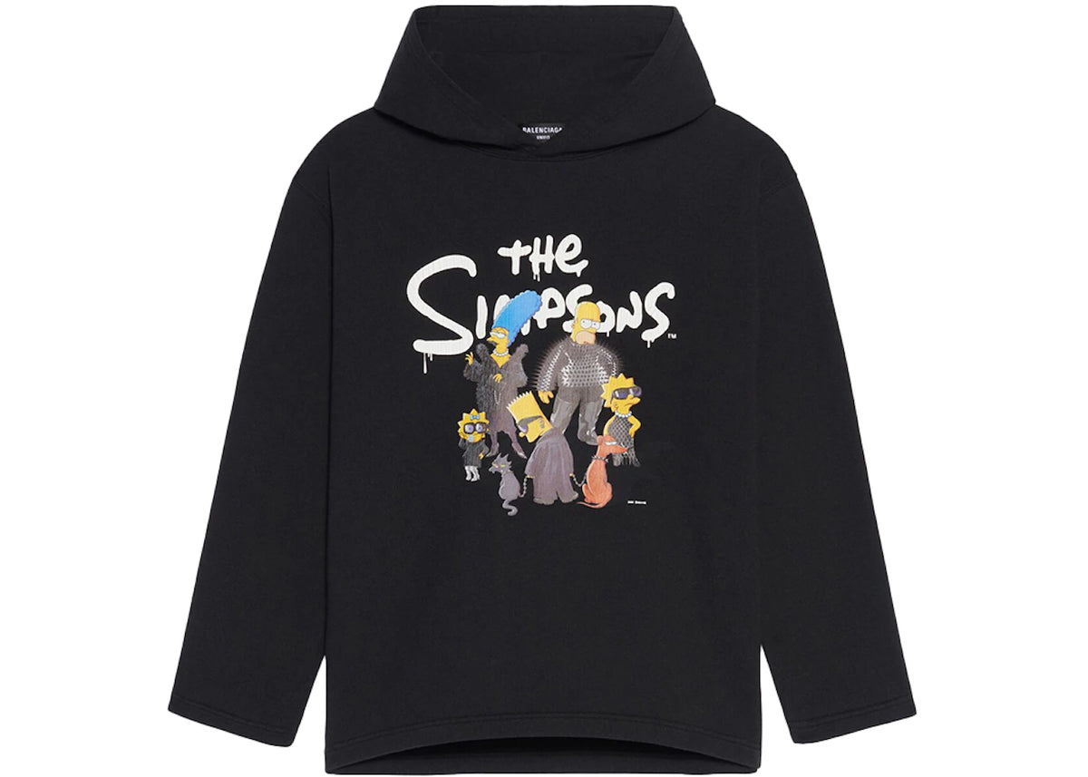 Balenciaga x The Simpsons Womens Cropped Hoodie Black - vue secondaire A