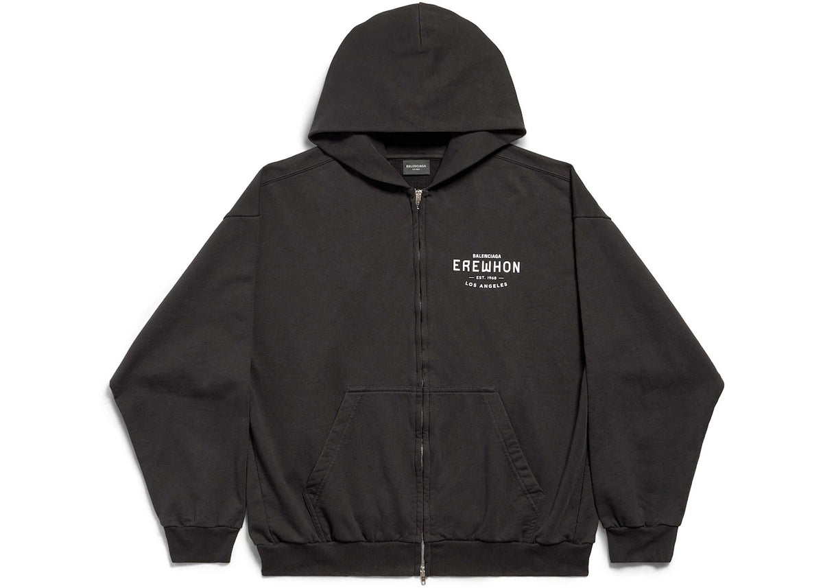 Balenciaga x Erewhon Los Angeles Zip-Up Hoodie Medium Fit Black/White - vue secondaire A
