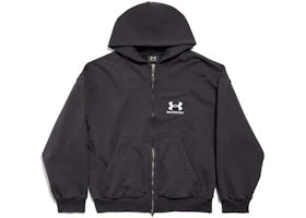 Balenciaga x Under Armour Zip-Up Hoodie Regular Fit Black/White - authentic Balenciaga apparel