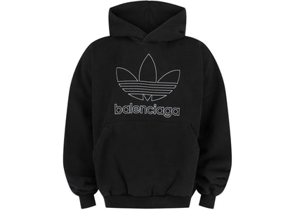 Balenciaga x adidas Oversized Embroidered Logo Hoodie Black/White - apparel view 2