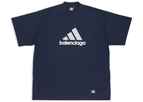 Balenciaga x adidas T-Shirt Oversized Navy Blue - vue 360