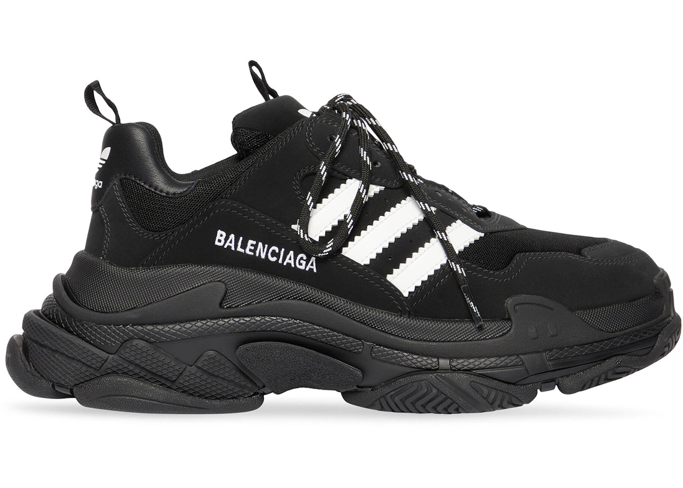 Balenciaga x adidas Triple S Black White (Women's) - vue 360