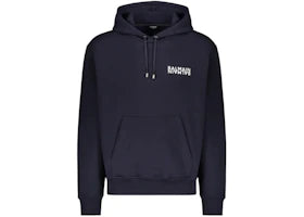 Balmain Double Logo Cotton Hoodie Navy - vue 360