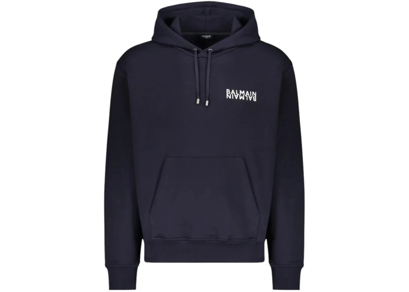 Balmain Double Logo Cotton Hoodie Navy - vue secondaire A
