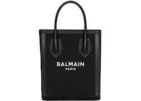 Balmain Leather Trimmed Tote Bag Black - vue 360