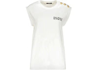 Balmain Women's Cotton Sleeveless Logo Tank White