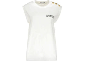 Balmain Women's Cotton Sleeveless Logo Tank White