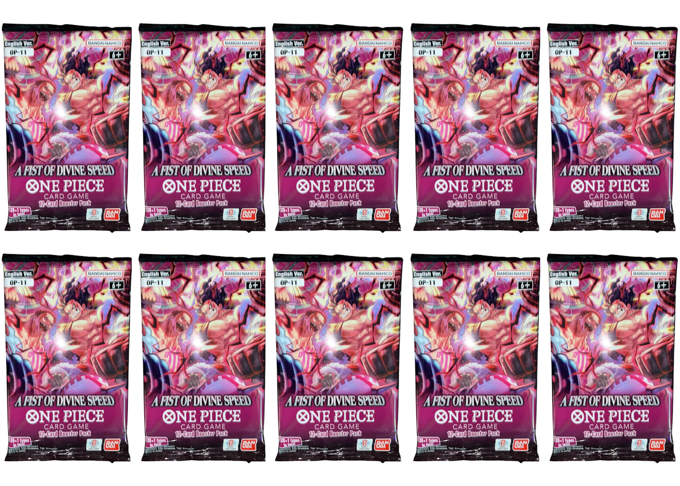 Bandai One Piece A Fist of Divine Speed (OP-11) Booster Pack (10x Lot) - vue 360