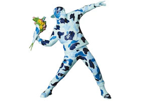 Banksy Brandalism x BAPE Flower Bomber Figure Blue - vue 360