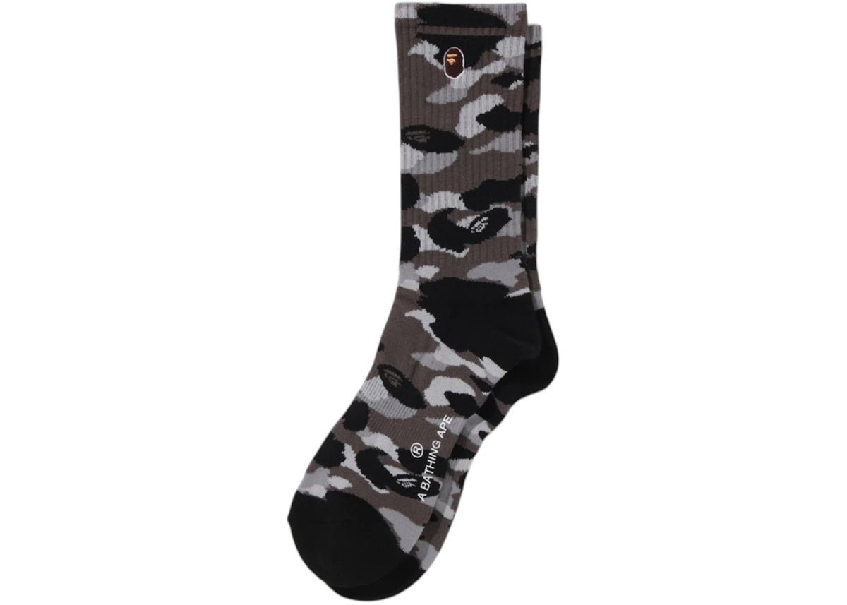 BAPE 1st Camo Ape Head One Point Socks Gray - vue 360