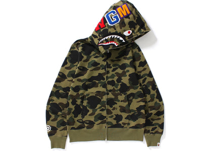 BAPE 1st Camo Shark Full Zip Hoodie Green - authentic BAPE apparel