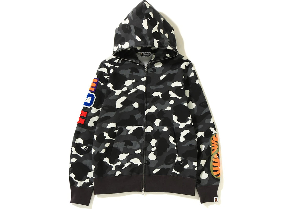 BAPE City Camo Embroidery Shark Full Zip Hoodie Black - vue secondaire A