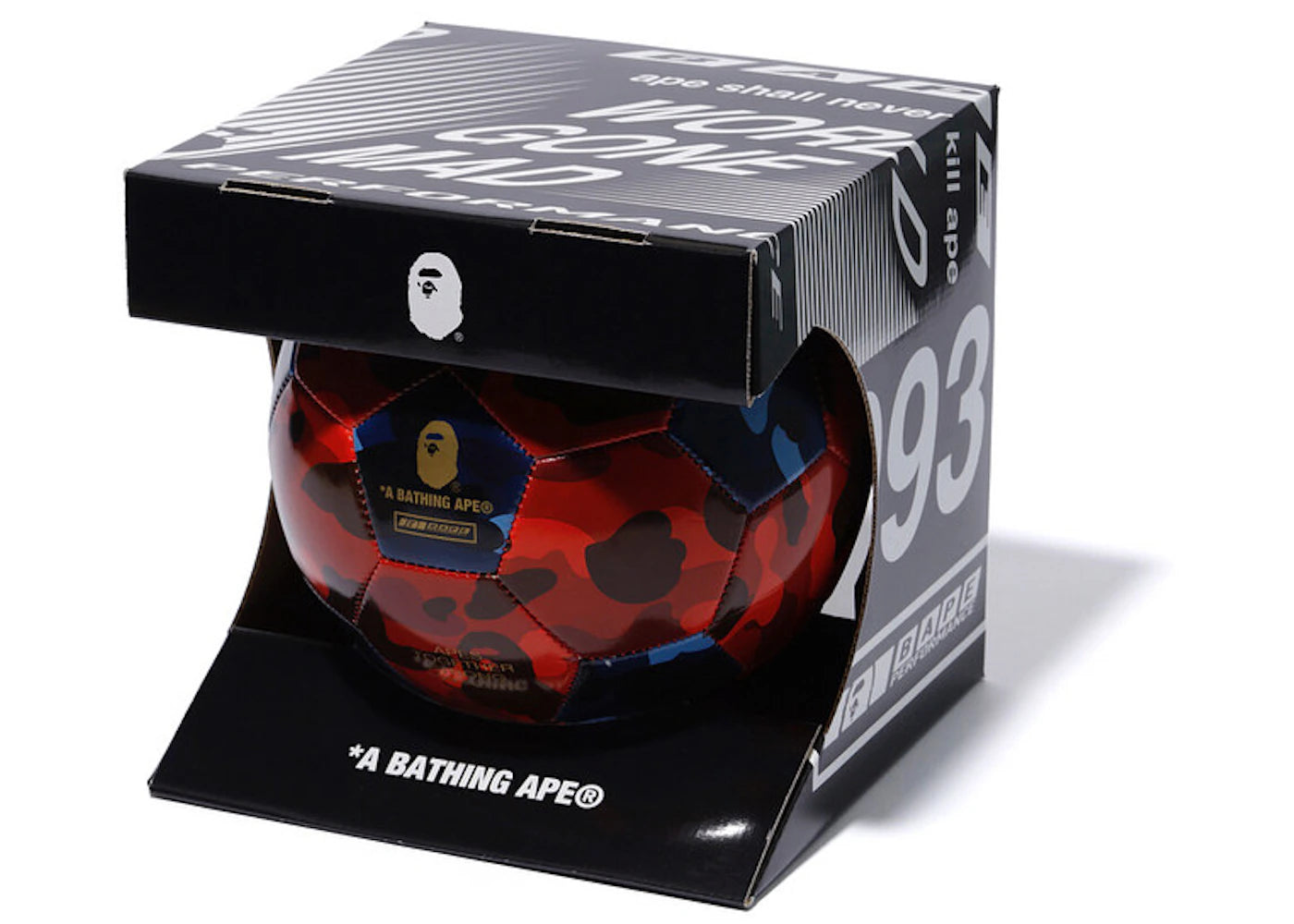 BAPE Performance Color Camo Soccer Ball Red/Blue - vue 360