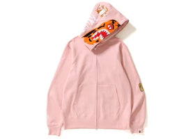BAPE Tiger Full Zip Color Embroidery Hoodie Pink - vue 360
