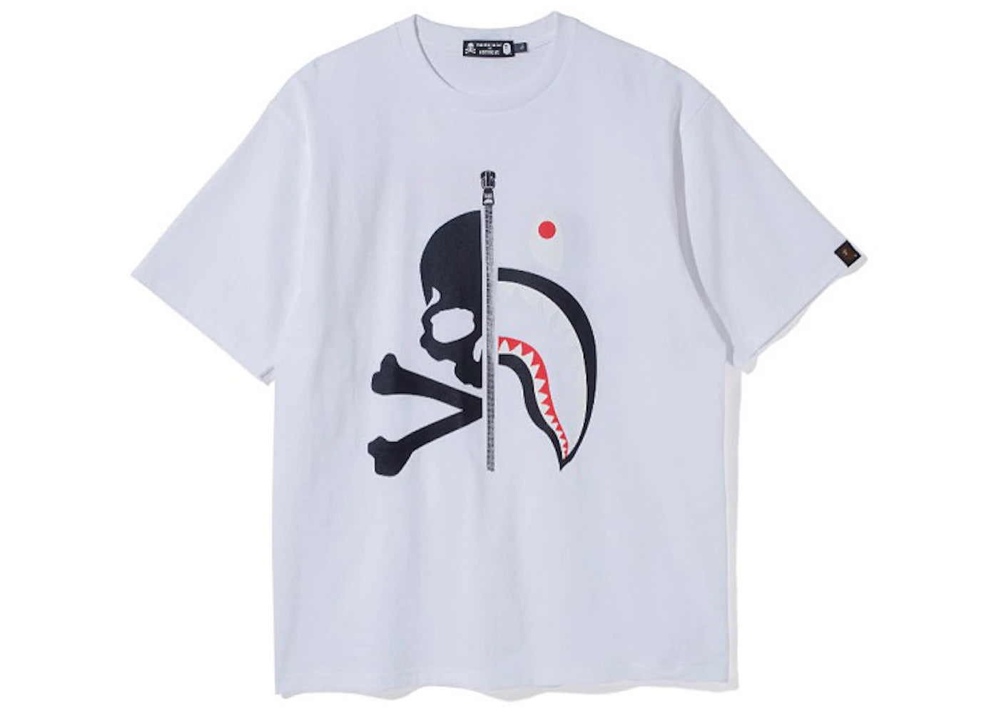 BAPE Vs Mastermind Half Skull Half Shark Double Sided Tee White - vue secondaire A