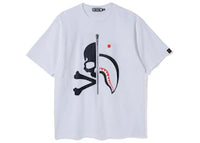 BAPE Vs Mastermind Half Skull Half Shark Double Sided Tee White