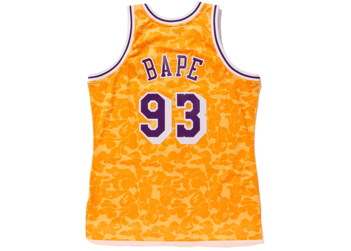 BAPE x Mitchell & Ness Lakers ABC Basketball Swingman Jersey Yellow - vue secondaire B