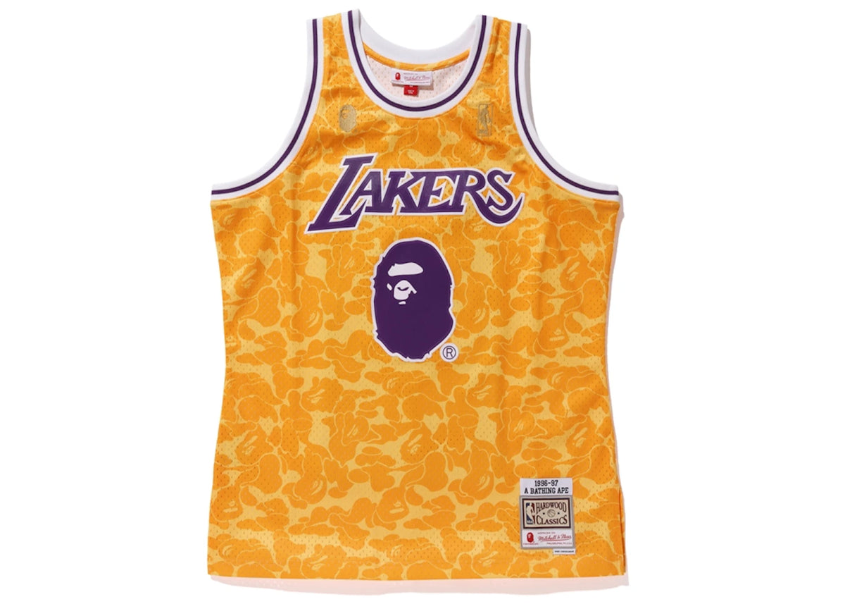 BAPE x Mitchell & Ness Lakers ABC Basketball Swingman Jersey Yellow - vue secondaire A