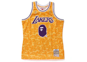 BAPE x Mitchell & Ness Lakers ABC Basketball Swingman Jersey Yellow