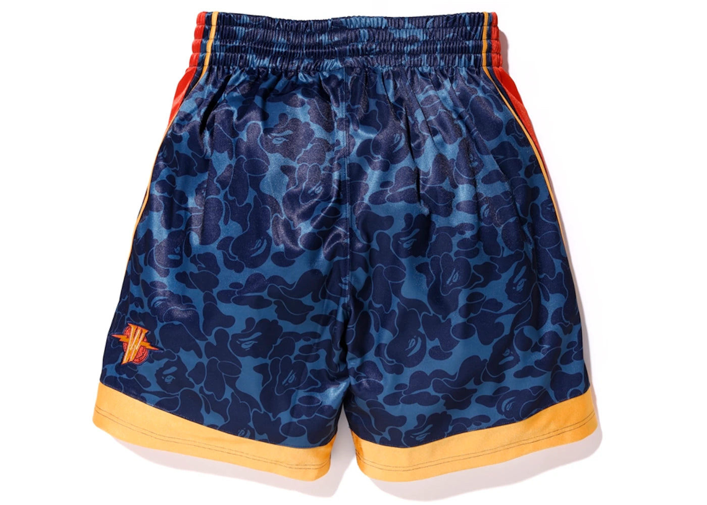 BAPE x Mitchell & Ness Warriors ABC Basketball Authentic Shorts Navy - vue secondaire B