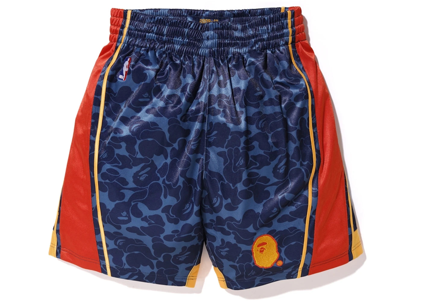 BAPE x Mitchell & Ness Warriors ABC Basketball Authentic Shorts Navy - vue secondaire A
