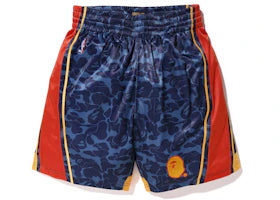 BAPE x Mitchell & Ness Warriors ABC Basketball Authentic Shorts Navy