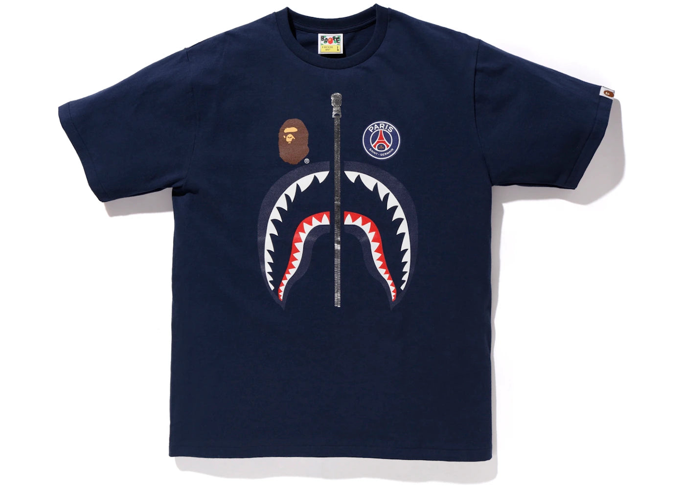 BAPE x PSG Shark Tee Navy - vue secondaire A