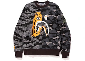 BAPE x Undefeated Tiger Shark Half Crewneck Black