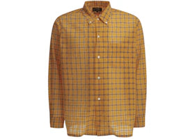 Beams Plus Open BD Nylon Airy Plaid Casual Shirt Orange - vue 360
