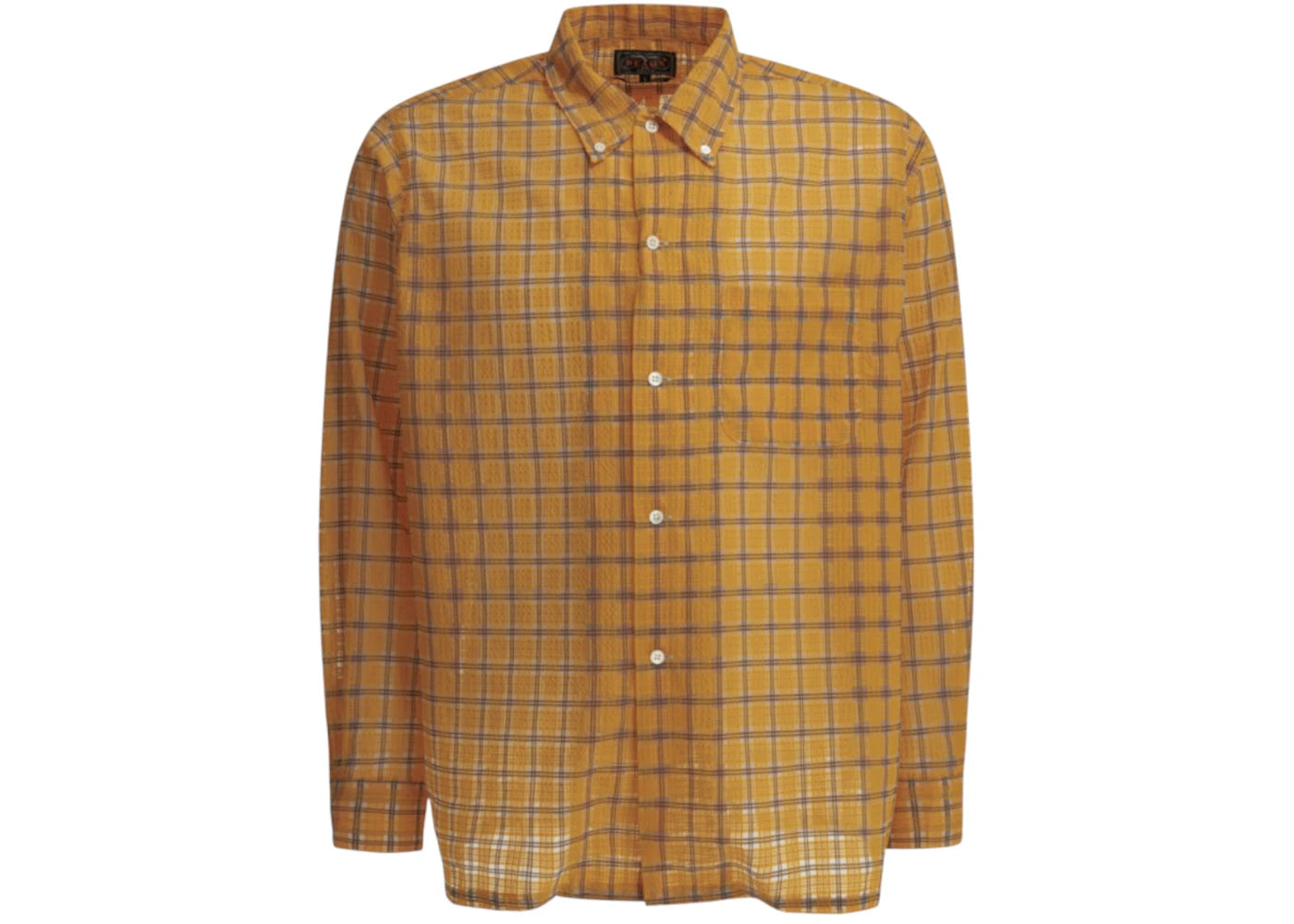 Beams Plus Open BD Nylon Airy Plaid Casual Shirt Orange - vue secondaire A