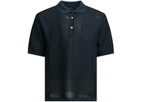 Beams Plus Polo Buttons Made of Washi Yarn Shirt Blue