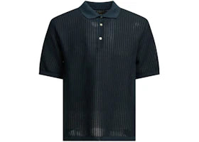 Beams Plus Polo Buttons Made of Washi Yarn Shirt Blue