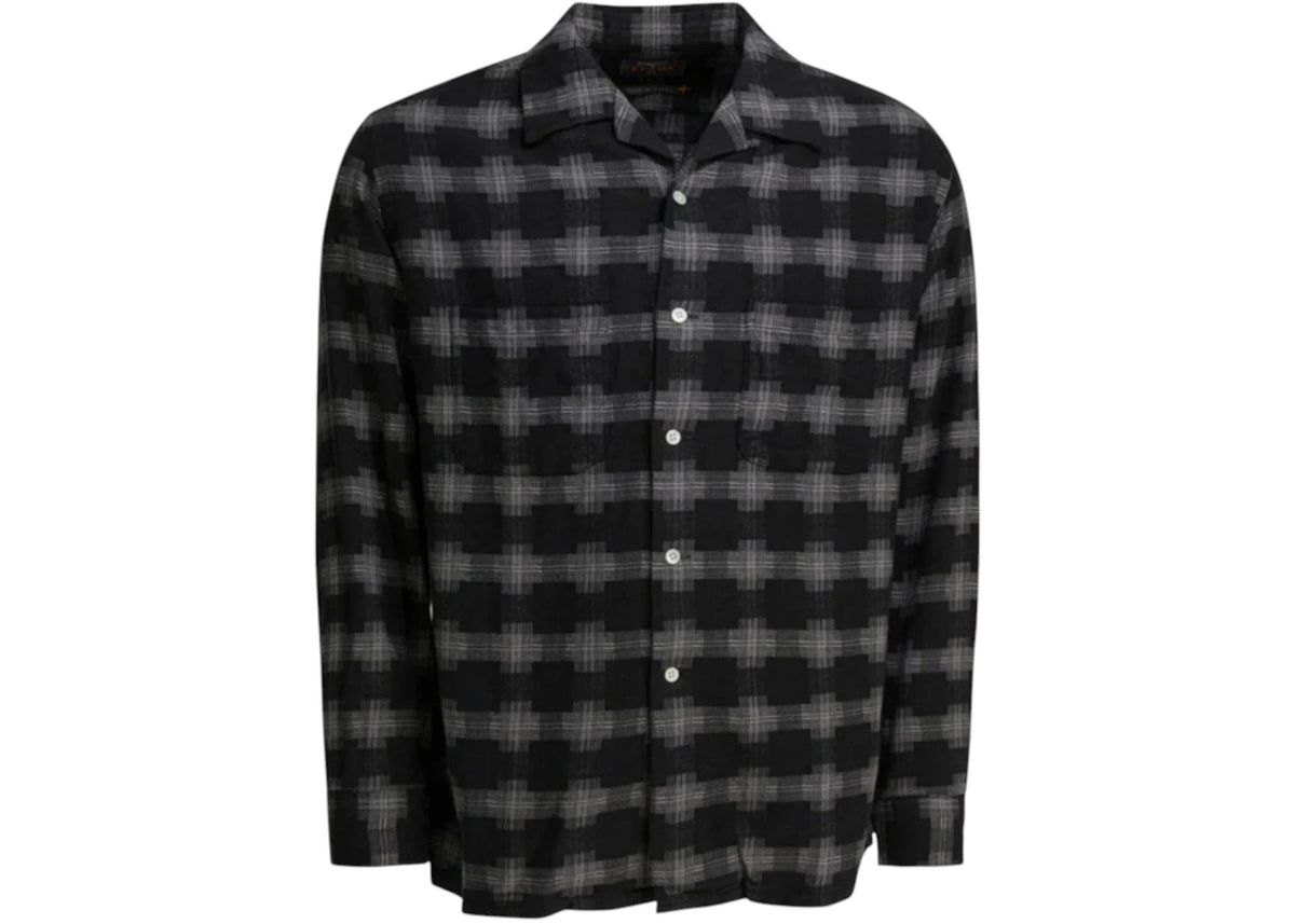 Beams Plus Satin Plaid Check Shirt Black - vue secondaire A