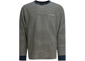 Beams Plus Striped Crewneck T-shirt Blue - vue 360