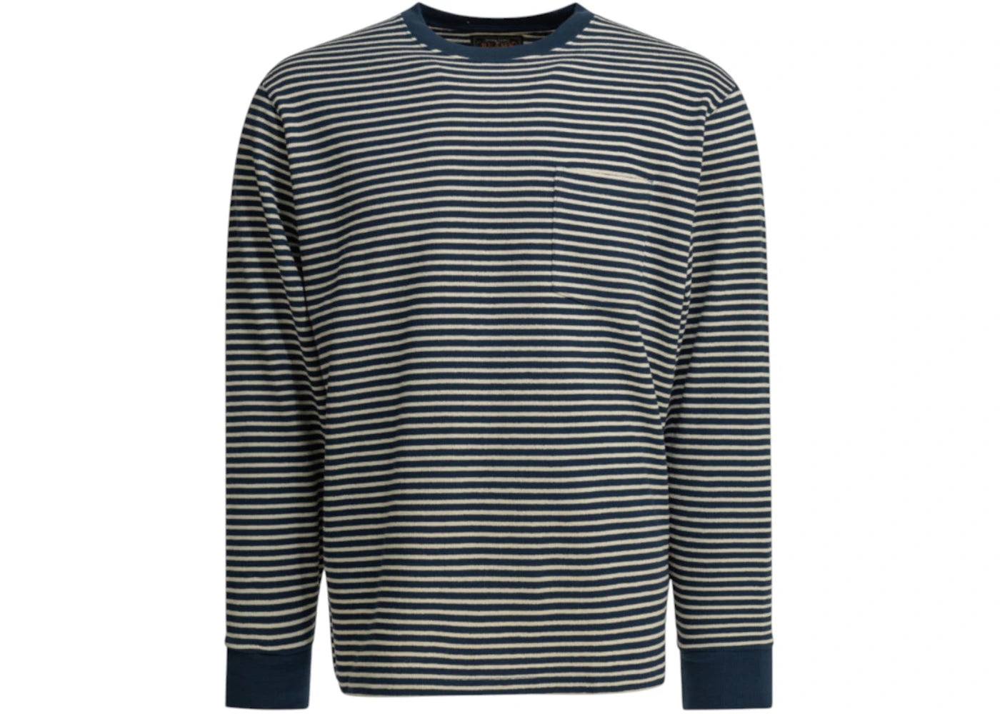 Beams Plus Striped Crewneck T-shirt Blue - vue secondaire A