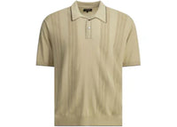 Beams Plus Textured Knit Button-Down Polo Shirt Beige