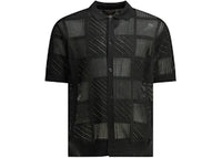 Beams Plus Textured Knit Button-Down Polo Shirt Black