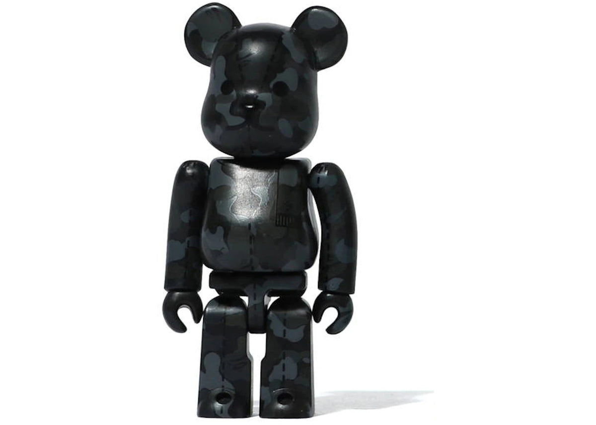 Bearbrick A Bathing Ape 28th Anniversary Camo #1 100% Black/Grey - vue secondaire A