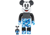 Bearbrick BAPE Mickey Mouse 100% & 400% Set Black/Blue Camo