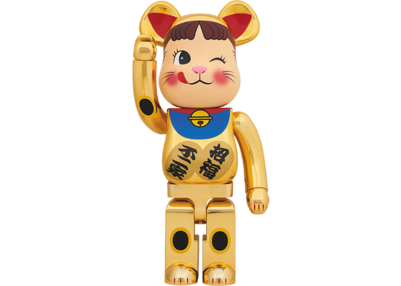 Bearbrick Beckoning Cat Peko-Chan 1000% Gold Plated - vue secondaire A