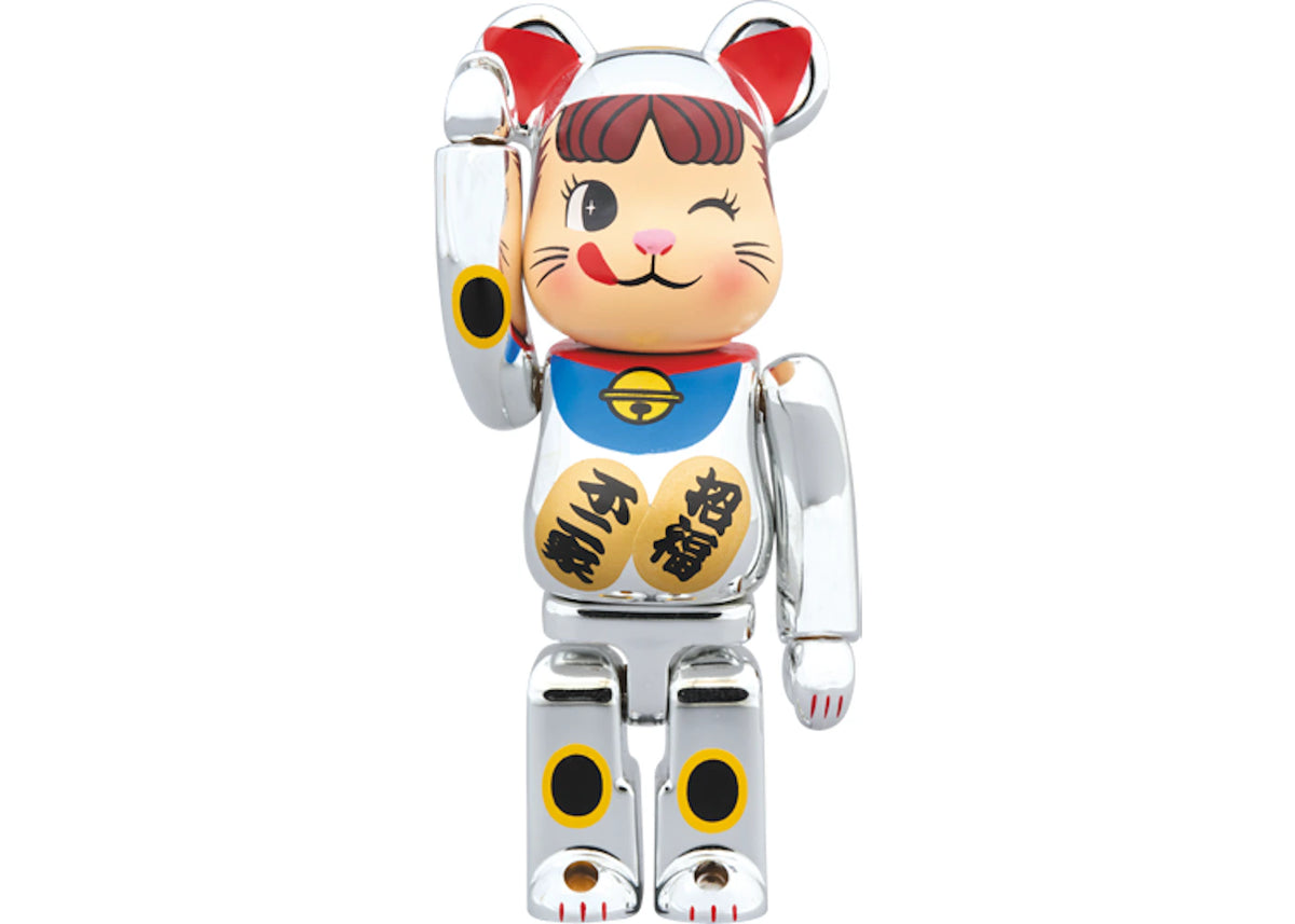 Bearbrick Beckoning Cat Peko Chan Silver Plating 100% & 400% Set Silver - vue secondaire B